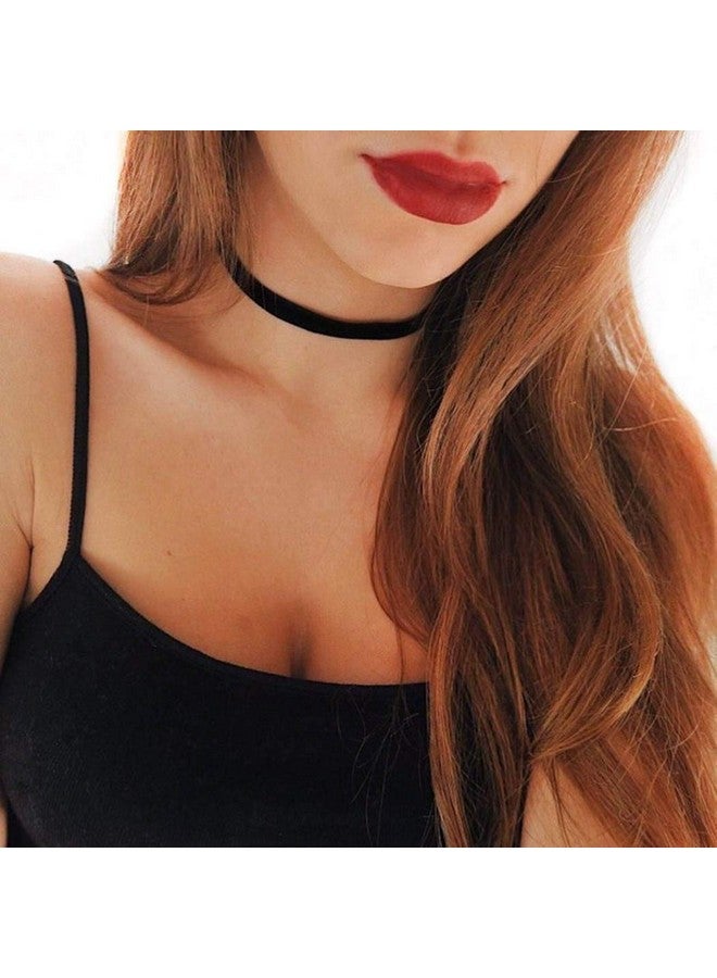 Zoestar Choker Necklace Black Velvet Collar Necklaces For Women (Silver) - Image 4