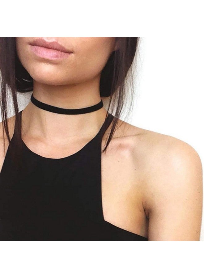 Zoestar Choker Necklace Black Velvet Collar Necklaces For Women (Silver) - Image 2