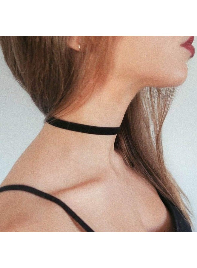 Zoestar Choker Necklace Black Velvet Collar Necklaces For Women (Silver) - Image 5