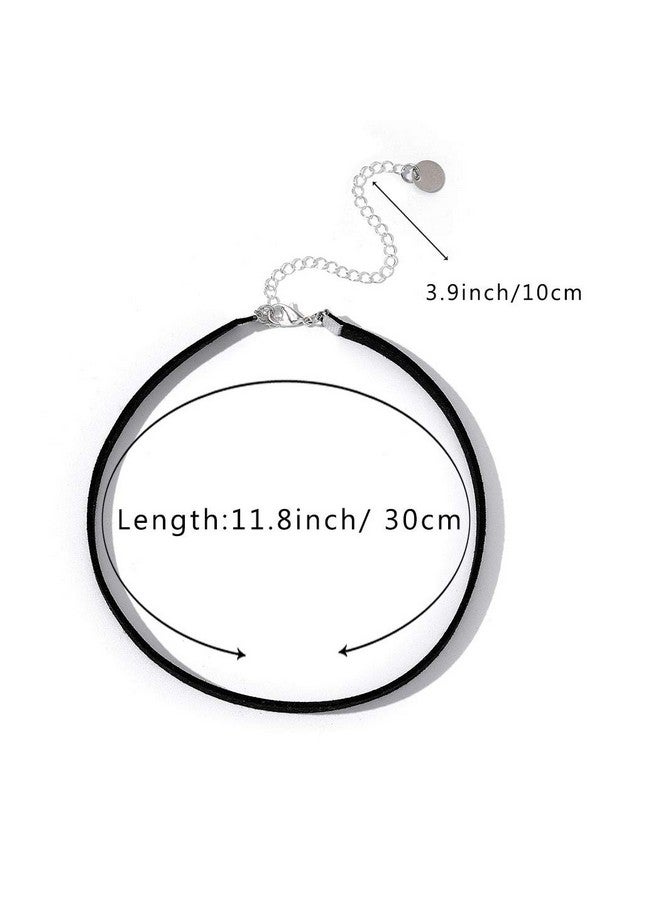 Zoestar Choker Necklace Black Velvet Collar Necklaces For Women (Silver) - Image 3