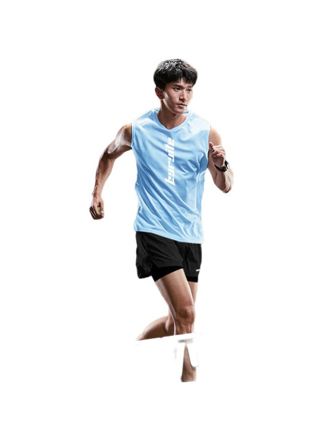 BURUITE Running Sports Suit Men'S Ice Silk Vest T-Shirt Quick-Drying Clothes Loose Marathon Track And Field Training Fitness Shorts - Image 2