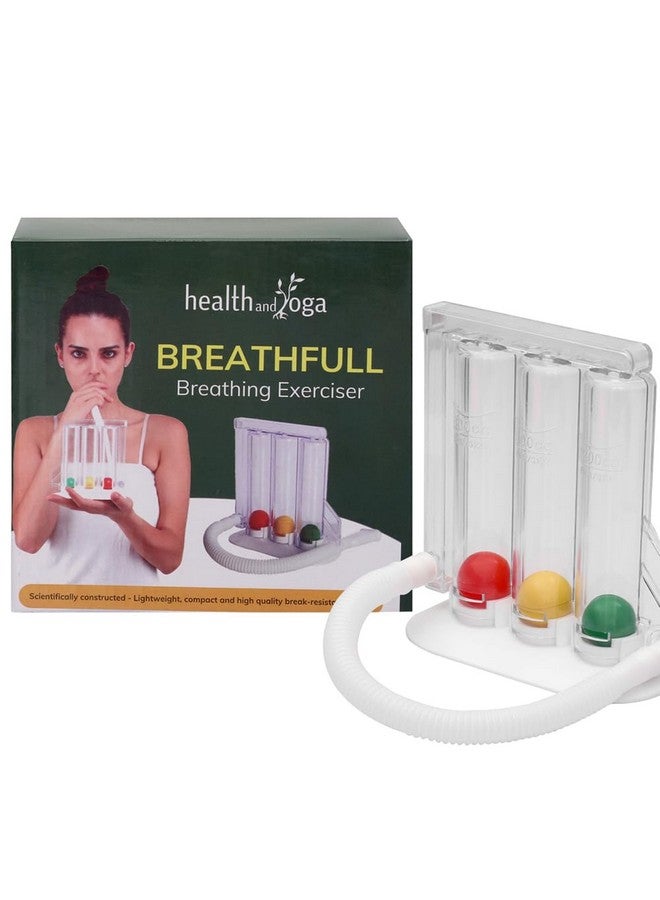 HealthAndYoga Deep Breathing Lung Exerciser - 3-Chamber Incentive Style Spirometer - Image 1