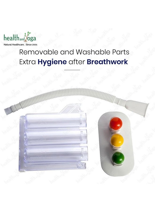 HealthAndYoga Deep Breathing Lung Exerciser - 3-Chamber Incentive Style Spirometer - Image 2