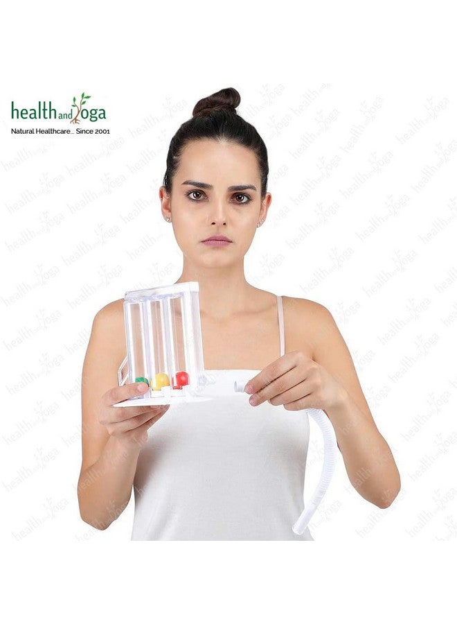 HealthAndYoga Deep Breathing Lung Exerciser - 3-Chamber Incentive Style Spirometer - Image 3
