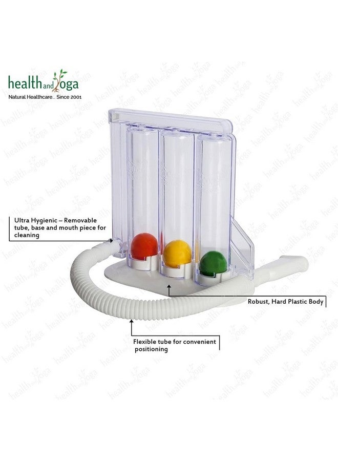 HealthAndYoga Deep Breathing Lung Exerciser - 3-Chamber Incentive Style Spirometer - Image 4