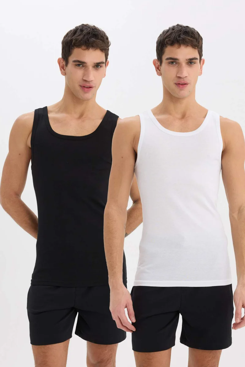 ديفاكتو Slim Fit Ribbed 2 Piece Undershirt