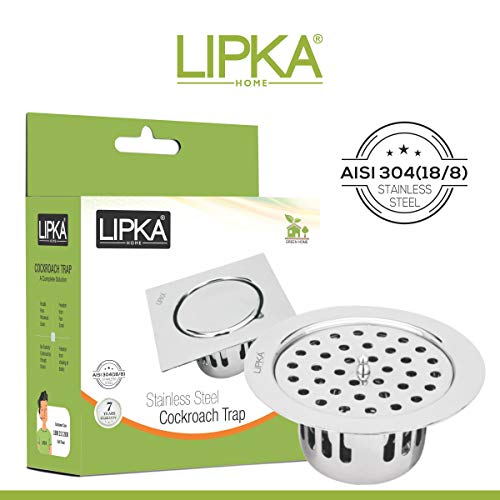 LIPKA Round Flat Cut with Lid Floor Drain |304-Grade Stainless Steel |5.5 Inches| with Cockroach Trap/Jali | - Image 4