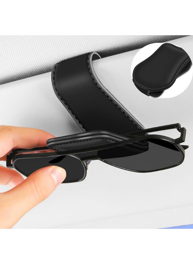 Chase Up Car Sunglass Clip, Car Visor Sunglasses Holder with Hidden Magnetic Closure, Car Interior PU Eyeglasses Hanger, Glasses Protective Storage Car Accessories for All Car Models-Black - Image 3
