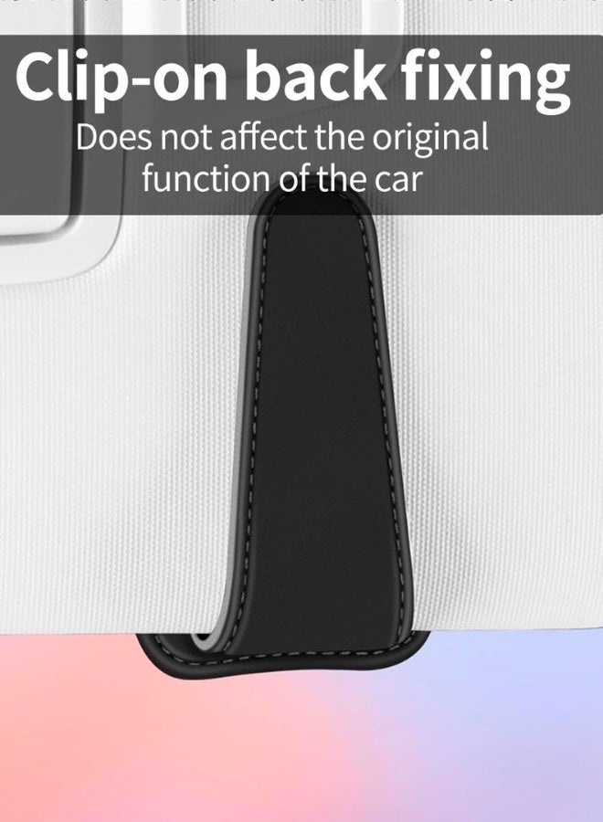 Chase Up Car Sunglass Clip, Car Visor Sunglasses Holder with Hidden Magnetic Closure, Car Interior PU Eyeglasses Hanger, Glasses Protective Storage Car Accessories for All Car Models-Black - Image 2