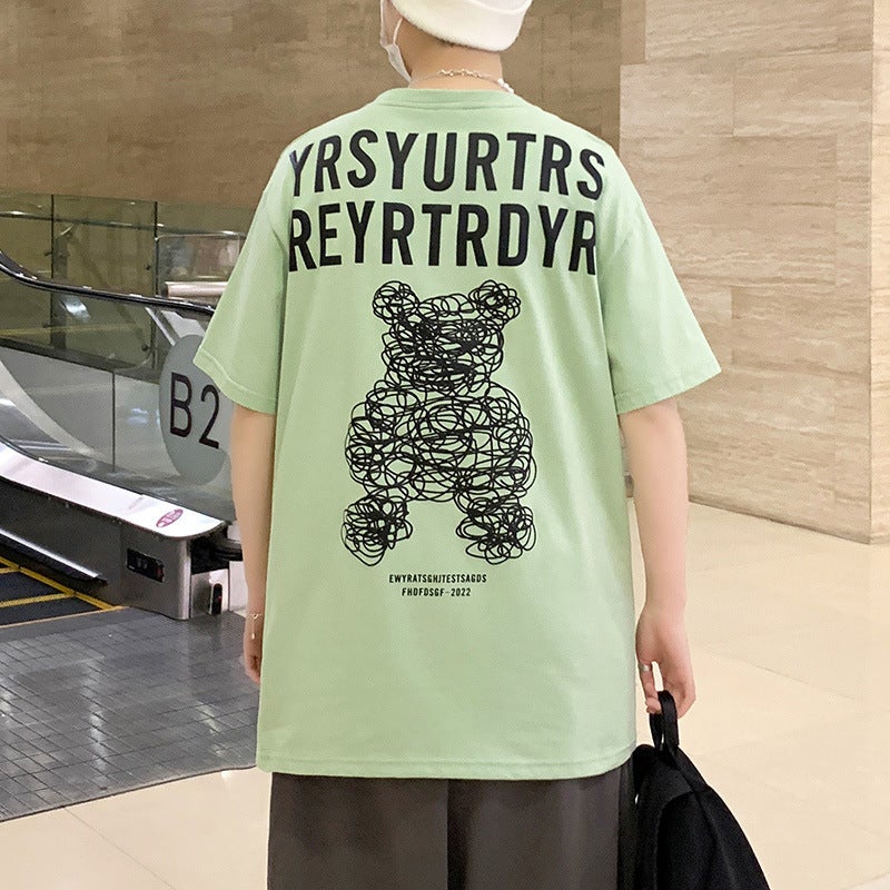 240g Cotton Short-sleeved T-shirt Men's Summer New Cyber Celebrity Trendy Brand Loose Trendy Easy-to-match Duffian Handsome Men's Top - Image 1