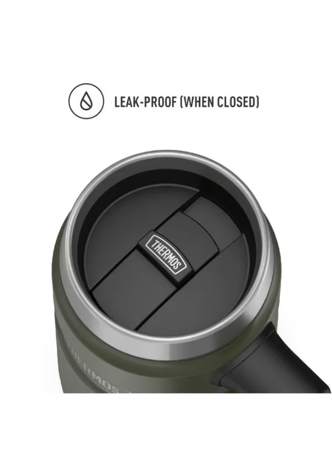 THERMOS Leak Proof Vacuum Insulated Stainless Steel Coffee Mug Army Green and Silver 16oz - Image 2