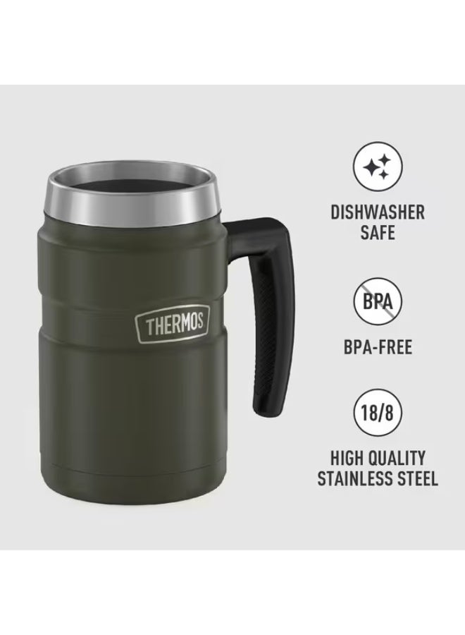 THERMOS Leak Proof Vacuum Insulated Stainless Steel Coffee Mug Army Green and Silver 16oz - Image 3