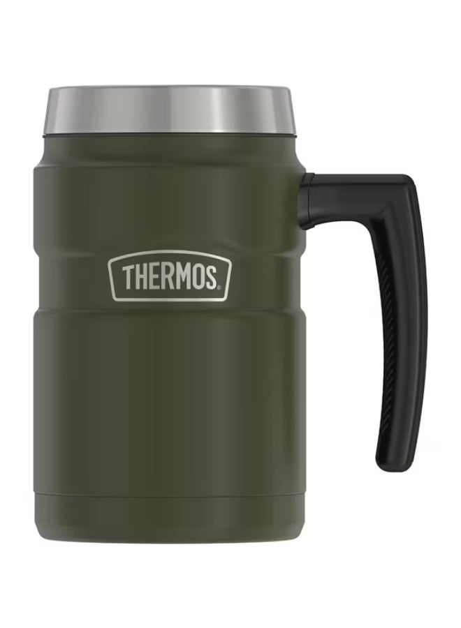 THERMOS Leak Proof Vacuum Insulated Stainless Steel Coffee Mug Army Green and Silver 16oz - Image 1