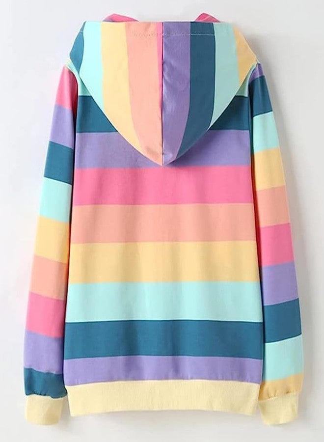 RETSUGO Toddler Girls Zip-up Hoodie Jacket Rainbow Sweatshirts Colorful Long Sleeve Shirt Kids Playwear Clothes Size 4T - Image 3