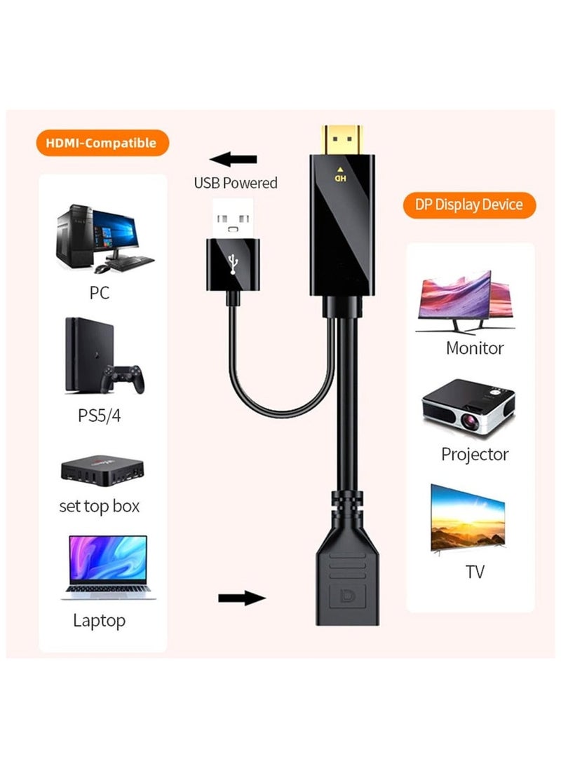 2 in 1 HDMI to Displayport Mini DP Replacement Cable Converter, Adaptor with USB male to female, Compatible Computer Host Graphics Card HDMI External DP Monitor TV Projector Adapter 4K60HZ - Image 4