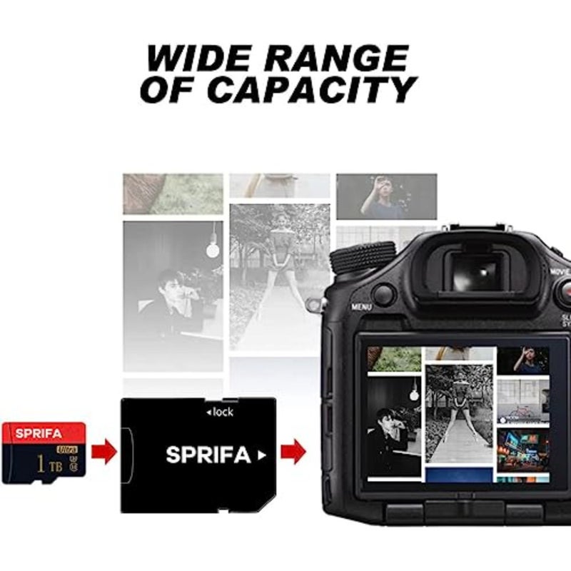 بطاقة ذاكرة Micro Card TF بطاقة ذاكرة 1024 جيجابايت متوافقة مع سرعة عالية لفيديو 4K UHD، بطاقة A1 U3 C10 Micro XC مع محول - Image 3