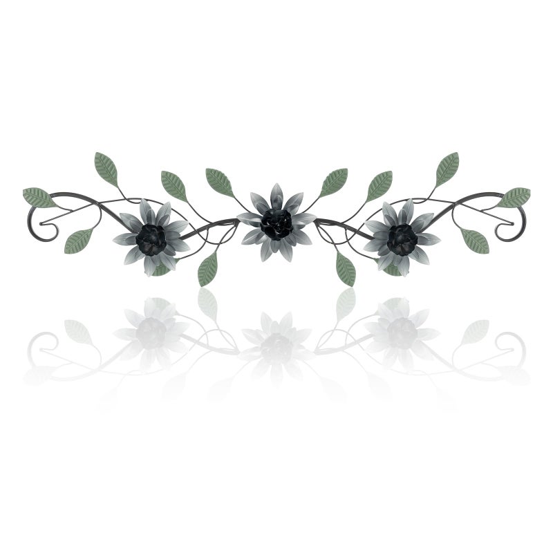 KHJCXS Metal Wall Art Modern Minimalist Metal Flowers Indoor Decor Horizontal Wall Art Iron Artworkfor Over DoorBedroomLiving RoomKitchenOfficel Scroll DecorBlack