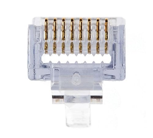 UbiGear أوبيجير 100 قطعة موصلات شبكة CAT5e RJ45 تمرير 8P8C مع طرف موصل مطلي بالذهب - Image 4