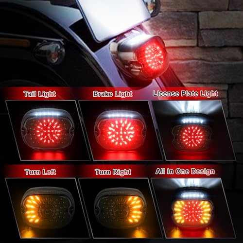 MOVOTOR Led Tail Light LED Brake Turn Signal Rear Light Low Profile Smoked Taillights Compatible with Harley Davidson Dyna Sportster 883 1200 Road King - Image 2
