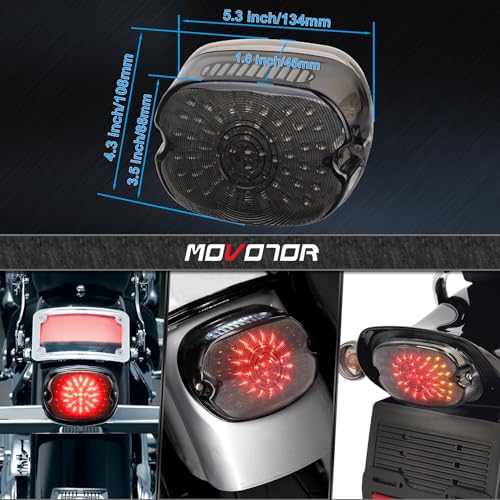 MOVOTOR Led Tail Light LED Brake Turn Signal Rear Light Low Profile Smoked Taillights Compatible with Harley Davidson Dyna Sportster 883 1200 Road King - Image 5