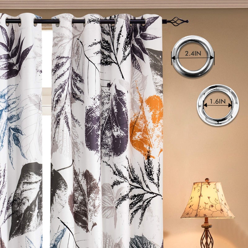 SUBRTEX Light Flitering Curtains 52Wx84L, Room Darkening Vibrant Floral Drapes, 50% Blackout, Semi Sheer Boho Farmhouse Curtains for Living Room, Gray - Image 3