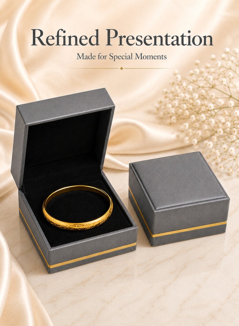 Rich Life Luxury Bangle Box with Gold Accent, Premium Textured Jewelry Storage Box for Bangles Bracelets Watches, Soft Interior, Available in Black Gold Grey - Image 2