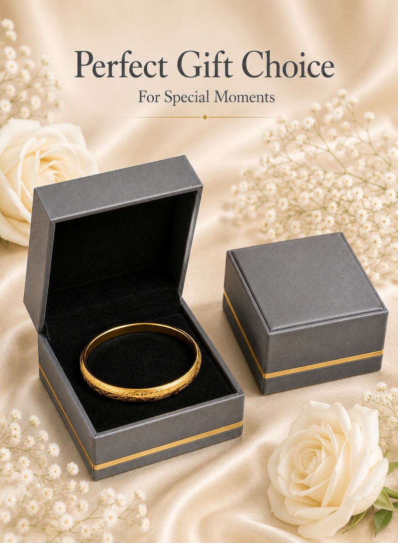 Rich Life Luxury Bangle Box with Gold Accent, Premium Textured Jewelry Storage Box for Bangles Bracelets Watches, Soft Interior, Available in Black Gold Grey - Image 3