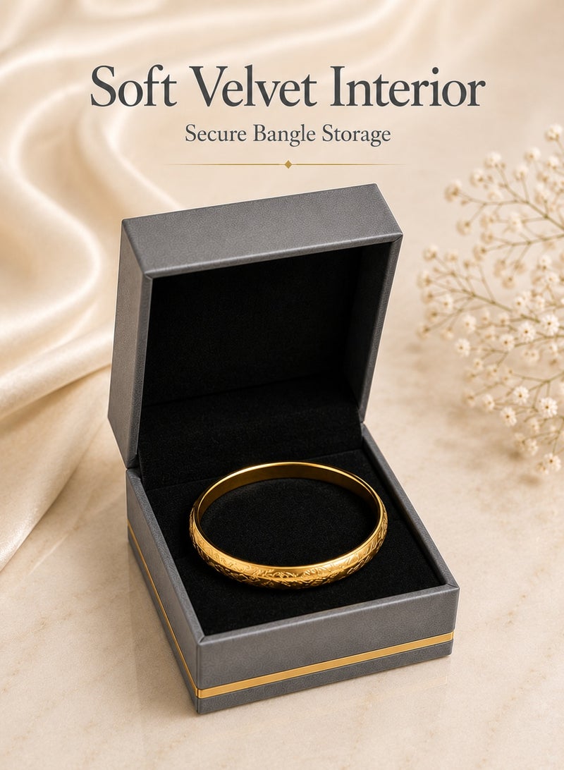 Rich Life Luxury Bangle Box with Gold Accent, Premium Textured Jewelry Storage Box for Bangles Bracelets Watches, Soft Interior, Available in Black Gold Grey - Image 5