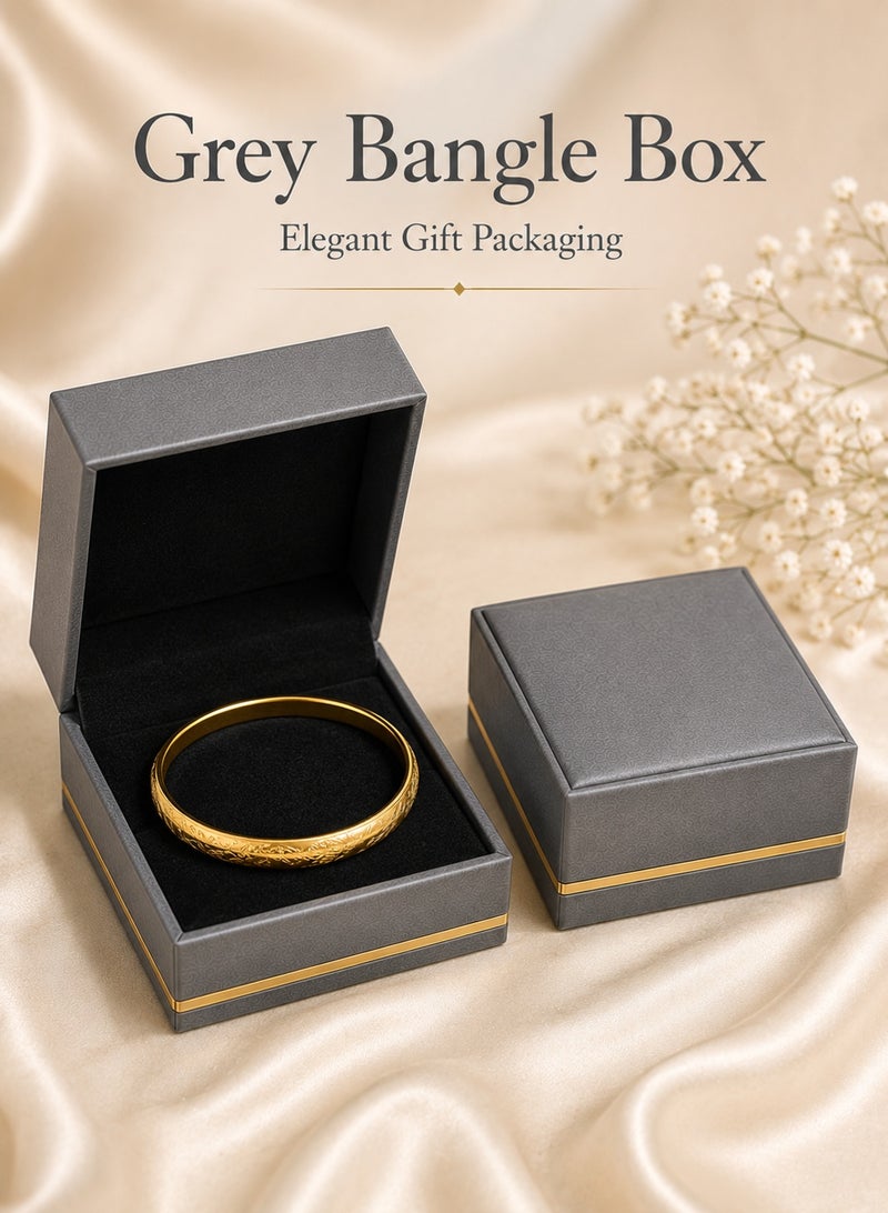 Rich Life Luxury Bangle Box with Gold Accent, Premium Textured Jewelry Storage Box for Bangles Bracelets Watches, Soft Interior, Available in Black Gold Grey - Image 1