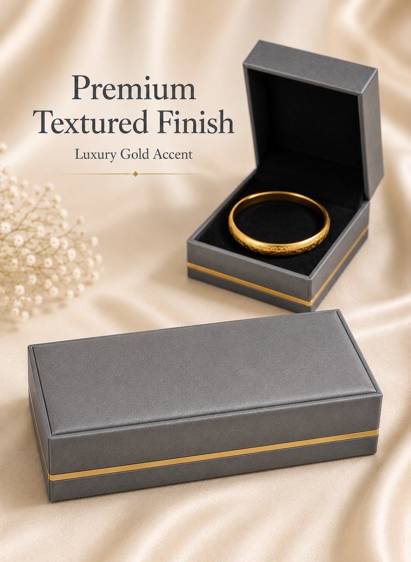 Rich Life Luxury Bangle Box with Gold Accent, Premium Textured Jewelry Storage Box for Bangles Bracelets Watches, Soft Interior, Available in Black Gold Grey - Image 4