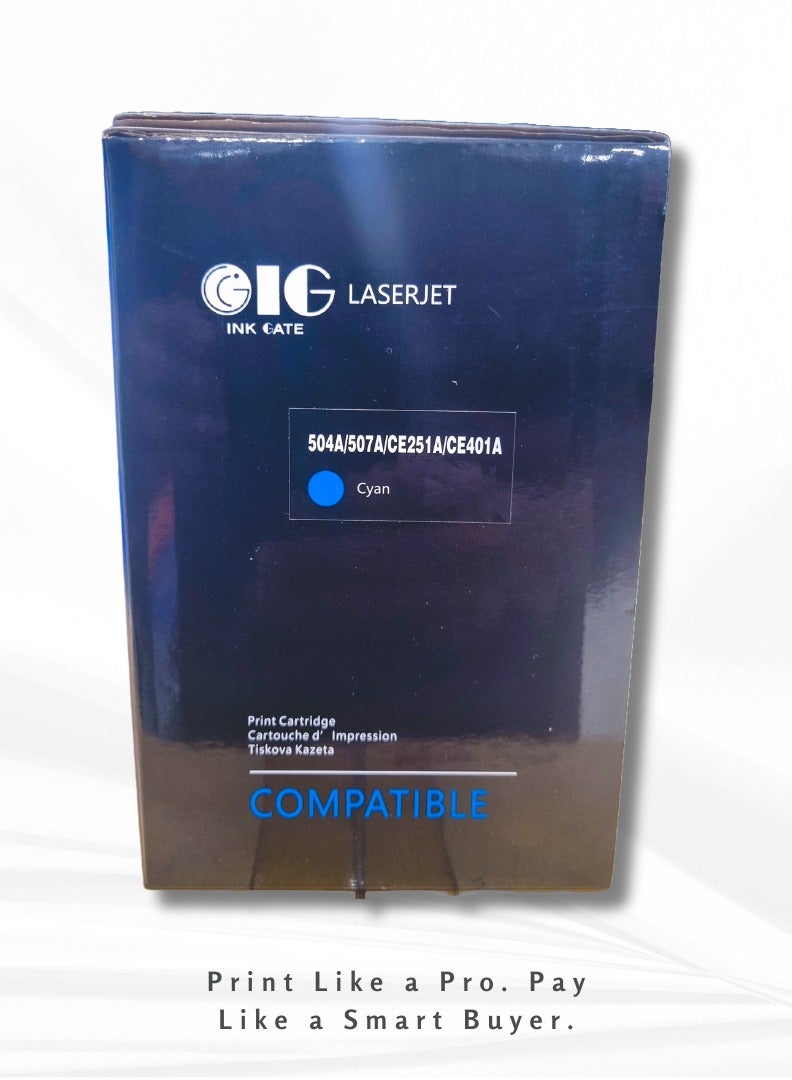 GIG IG Compatible CE251A / 504A / 507A Cyan Toner Cartridge – For HP CP3525, CM3530, M551, M575 Series – Up to 6,000 Pages - Image 3
