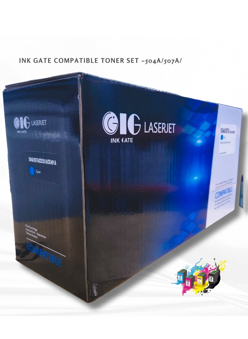 GIG IG Compatible CE251A / 504A / 507A Cyan Toner Cartridge – For HP CP3525, CM3530, M551, M575 Series – Up to 6,000 Pages - Image 1