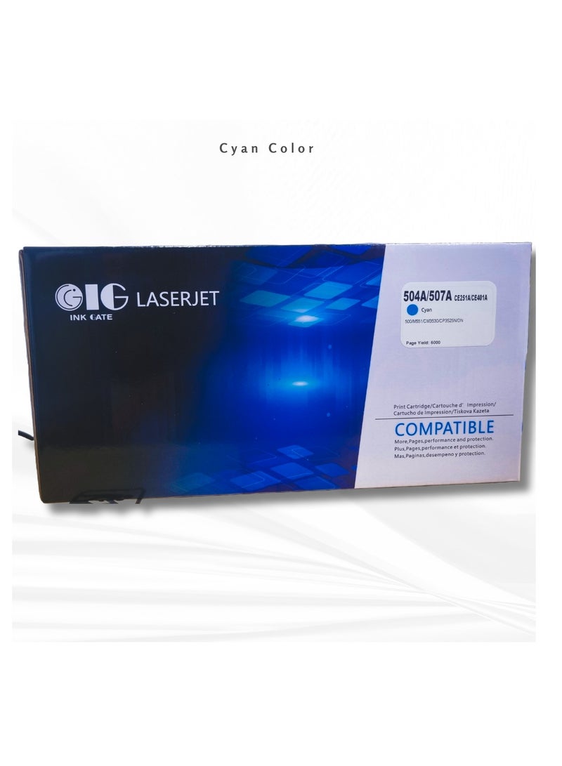 GIG IG Compatible CE251A / 504A / 507A Cyan Toner Cartridge – For HP CP3525, CM3530, M551, M575 Series – Up to 6,000 Pages - Image 2