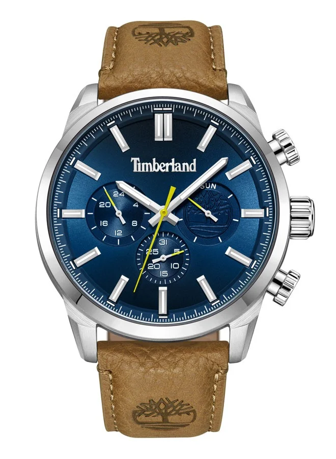Timberland Henniker II Navy Dial Brown Leather Strap Analog Watch for Men 46mm