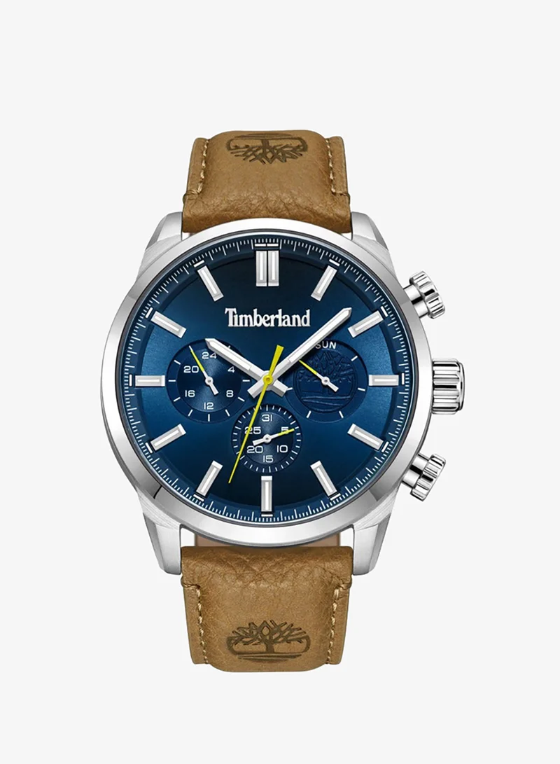 Timberland Henniker II Navy Dial Brown Leather Strap Analog Watch for Men 46mm