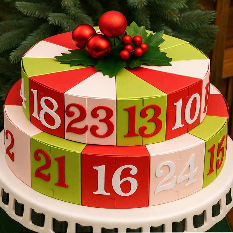 Yinder 24 Pcs Christmas Empty Advent Calendar Boxes to Fill DIY 24 Days Countdown Gift Boxes Double Layer Cake Advent Calendar Fill Your Own for Xmas Holiday Decorations - Image 2