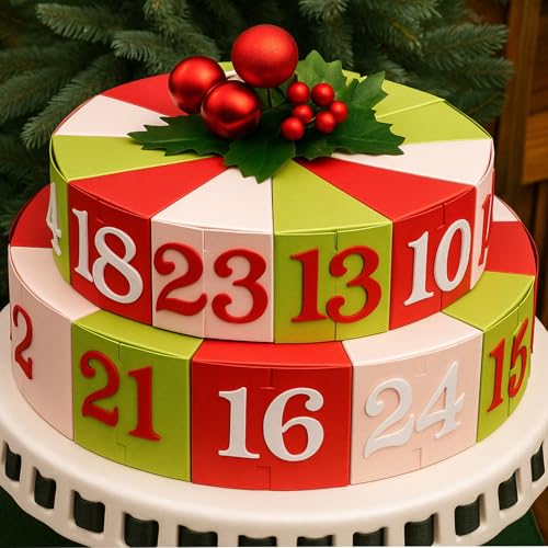Yinder 24 Pcs Christmas Empty Advent Calendar Boxes to Fill DIY 24 Days Countdown Gift Boxes Double Layer Cake Advent Calendar Fill Your Own for Xmas Holiday Decorations - Image 1