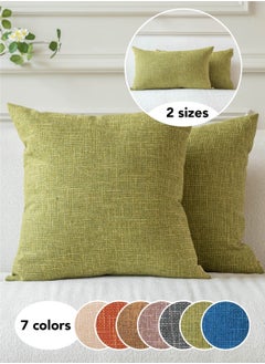 a moment Set of 2 Olive Linen Cushion Cover Decorative Throw Pillow Covers Farmhouse Pillow Covers with Cross for Couch Sofa Bed Living Room Home Decor  - Image 1