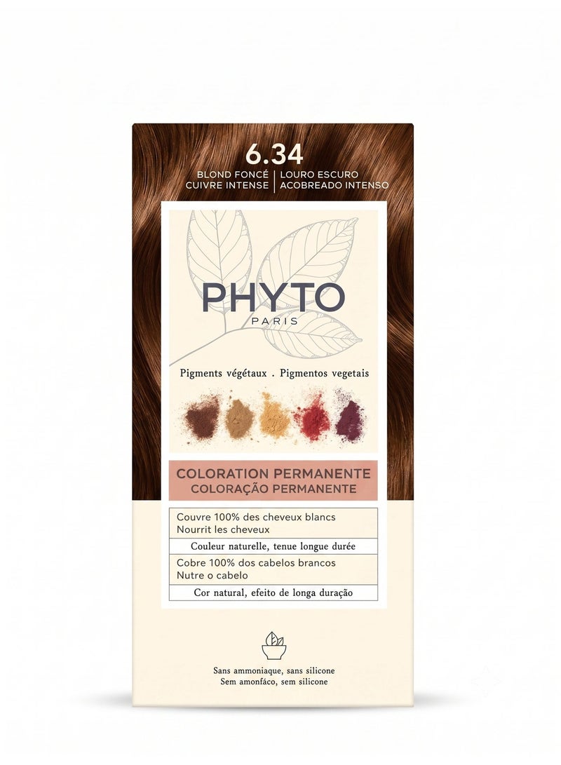 Phyto PhytoColor Permanent Hair Color Kit, Shade 6.34 Dark Copper Blonde, Ammonia-Free Botanical Hair Dye with 100% Grey Coverage - Image 2