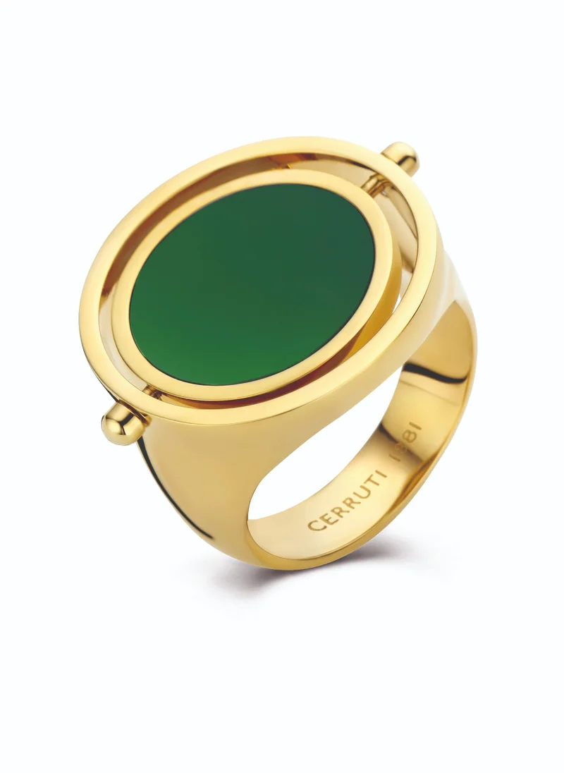 CERRUTI 1881 Cerruti 1881 Medalion Gold Plated Ring with Green Onyx