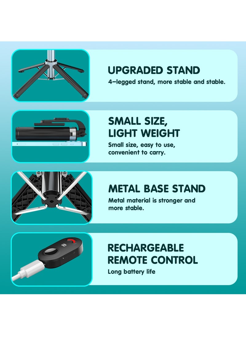 Generic - Wireless Selfie Stick for Smart Phone , Extendable Tripod Selfie Stick With Remote Control Black - Image 1
