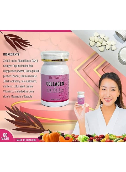 Brilliant Skin Brilliant Collagen & Glutathione for Younger and Glowing  Skin, 60 Tablets | Best Price KSA