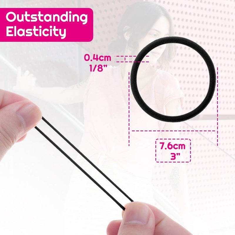 Anezus 200 Pcs Black Elastics Hair Ties Small Bulk Hair Ties Hair Bands (4mm) - Image 4