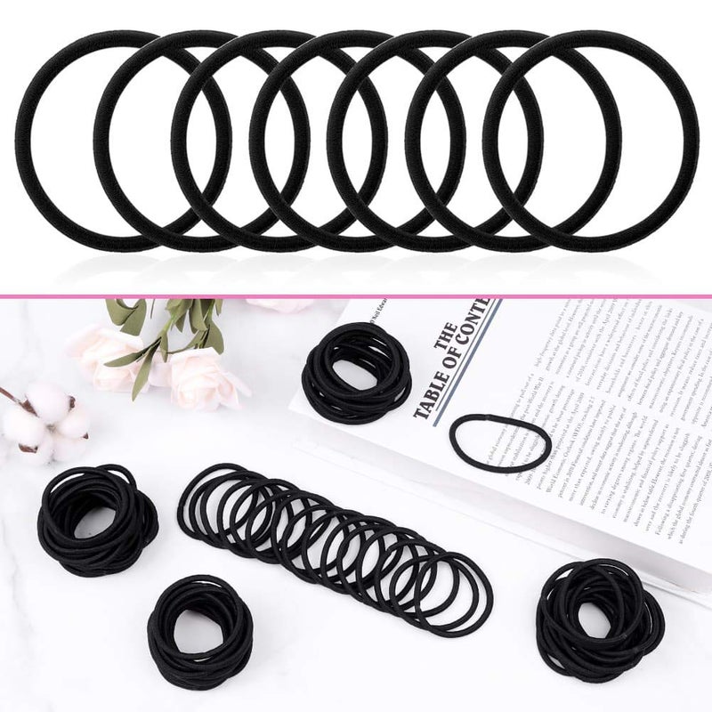 Anezus 200 Pcs Black Elastics Hair Ties Small Bulk Hair Ties Hair Bands (4mm) - Image 3