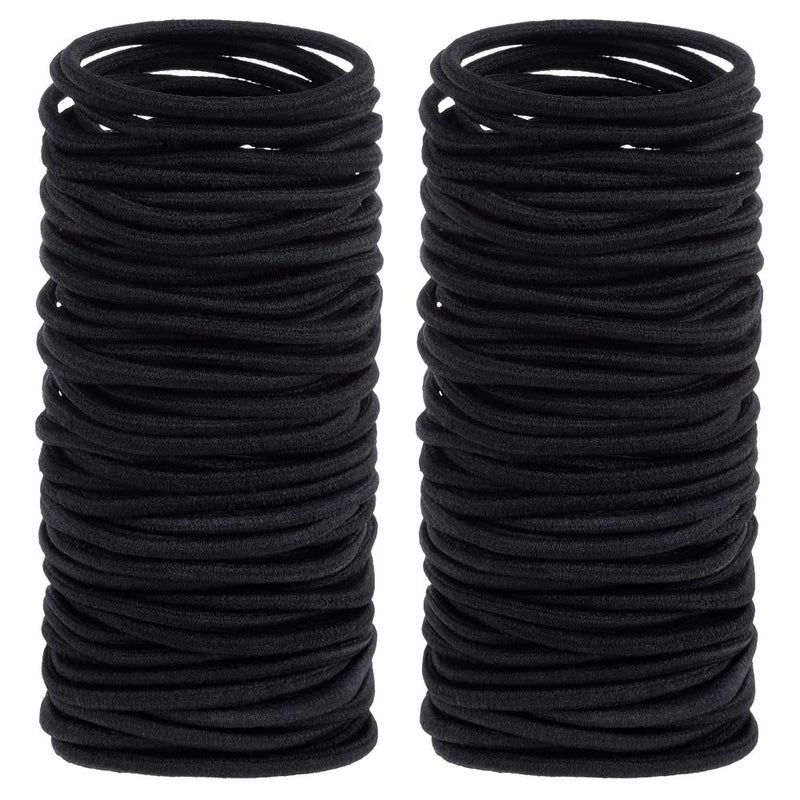 Anezus 200 Pcs Black Elastics Hair Ties Small Bulk Hair Ties Hair Bands (4mm) - Image 1