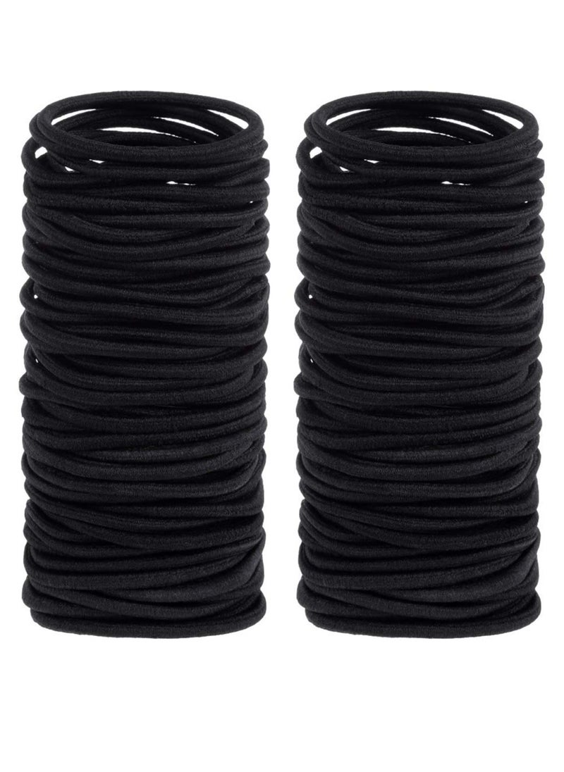 anezus Anezus 200 Pcs Black Elastics Hair Ties Small Bulk Hair Ties Hair Bands (4mm)  - Image 1