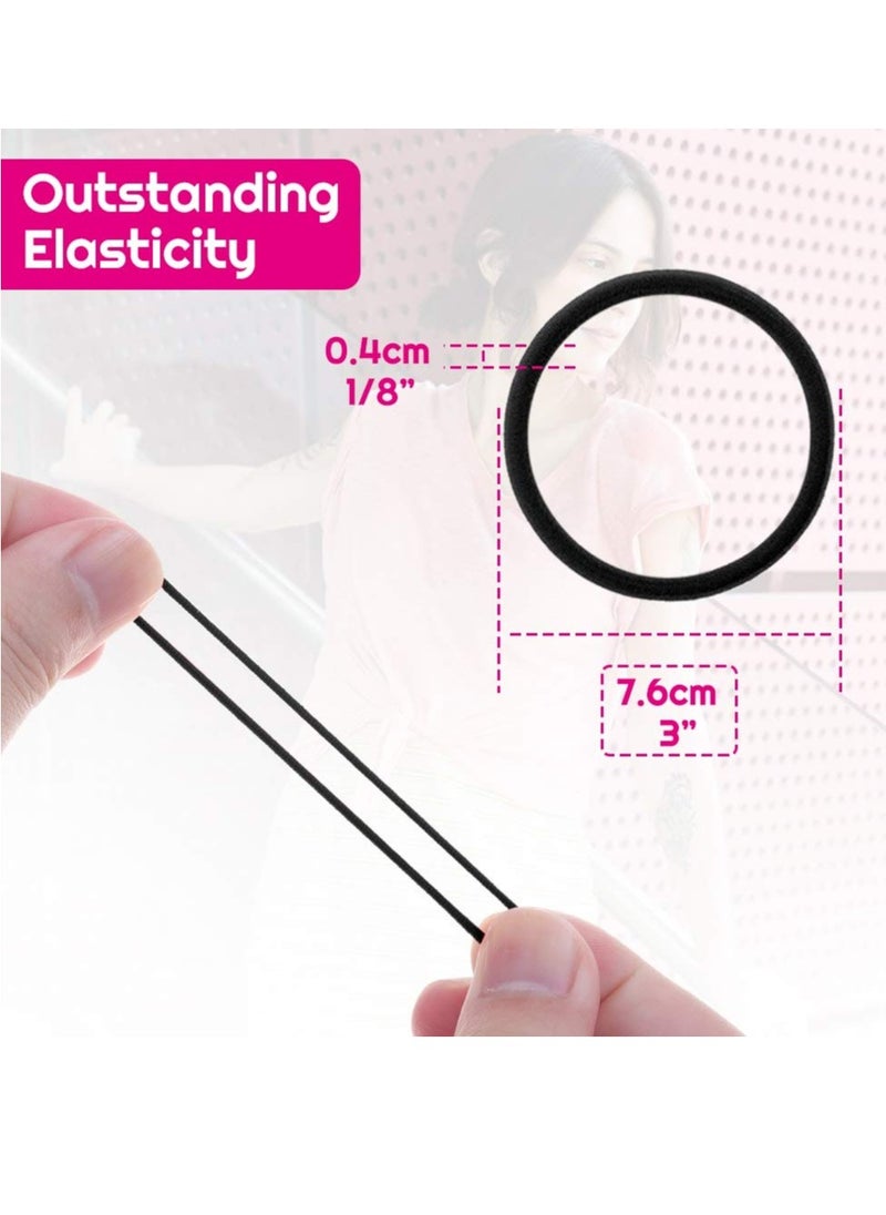 anezus Anezus 200 Pcs Black Elastics Hair Ties Small Bulk Hair Ties Hair Bands (4mm)  - Image 2