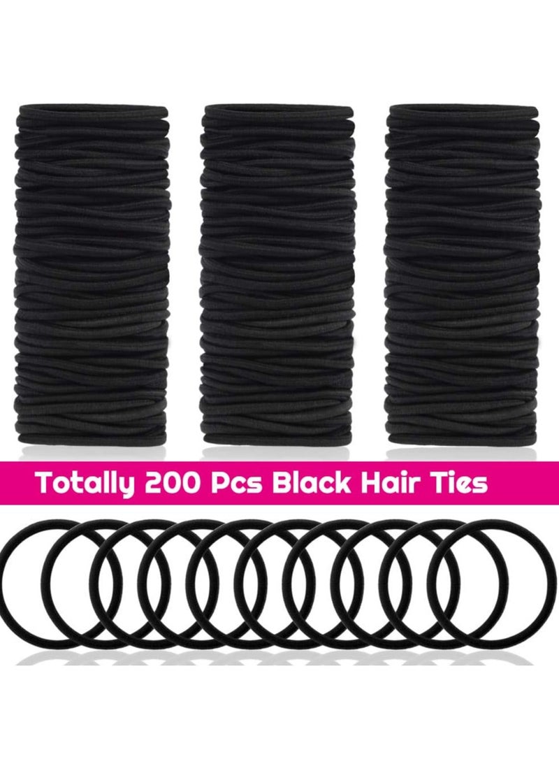 anezus Anezus 200 Pcs Black Elastics Hair Ties Small Bulk Hair Ties Hair Bands (4mm)  - Image 4