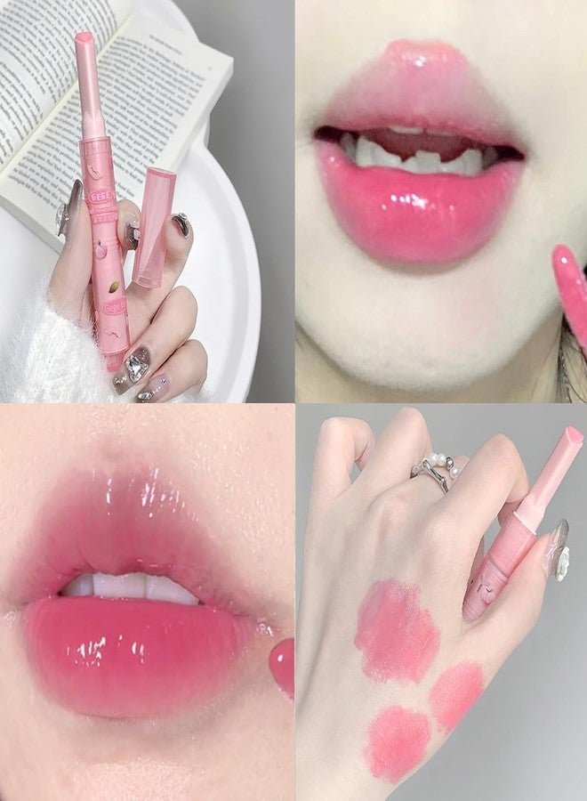Blopuivo Jelly Lipstick Tinted Lip Gloss Heart Lip Glaze, 3 Colors Lipstick Long Lasting Moisturizing Tinted Lipgloss,Non-sticky,High Pigmented Glossy Lip Gloss - Image 4