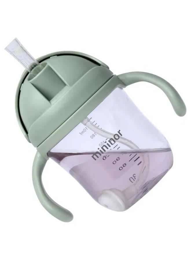 Mininor - Non-spill Trainer Straw Cup - , BPA and BPS Free Tritan, Weighted Straw, 6m + Willow Green - 220ml - Image 4
